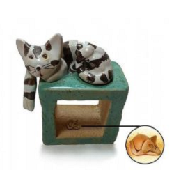 Enigma Designs Pottery Cat And Mouse With A Teal Cube