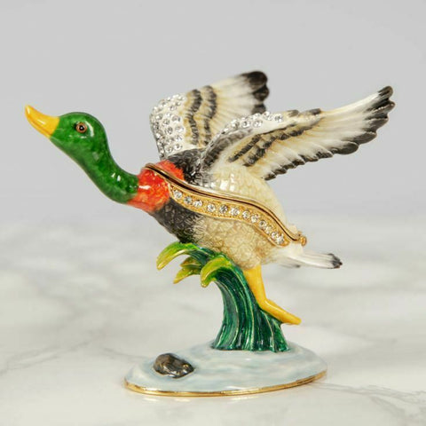 Treasured Trinkets Mallard Duck In Flight Trinket Box