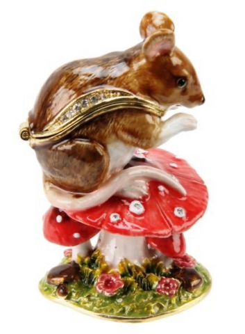 Treasured Trinkets Mouse On Mushroom Trinket Box
