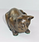 Crouching Cat By Oriele Bronze