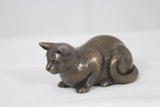Crouching Cat By Oriele Bronze