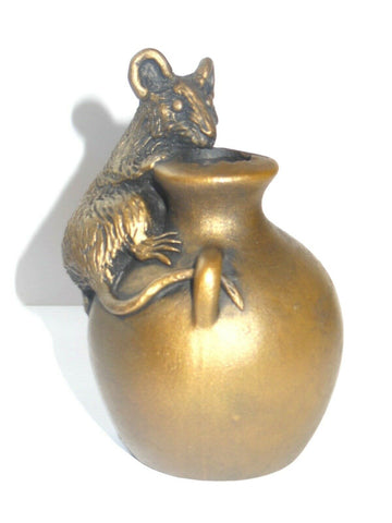 Oriele Bronze Resin Mouse On An Urn