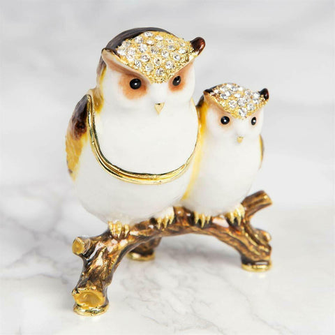 Treasured Trinkets Owl Mother And  Baby Trinket Box