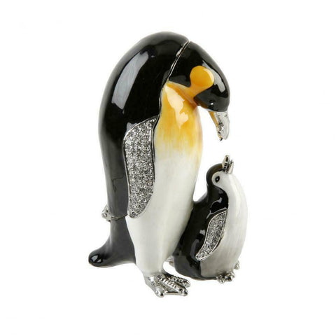 Treasured Trinkets Emperer Penguin And Chick Trinket Box