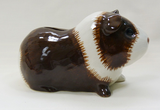 Quail Ceramics: Money Box: Guinea Pig. Long Hair Brown and White