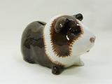 Quail Ceramics: Money Box: Guinea Pig. Long Hair Brown and White