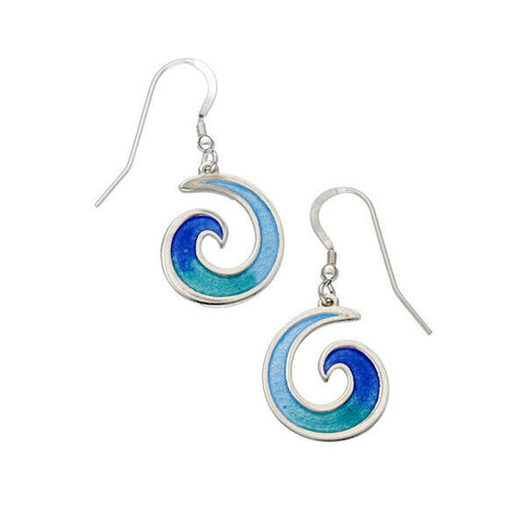 ST JUSTIN Silver - Glas Mor Mordardha enamelled drop earrings