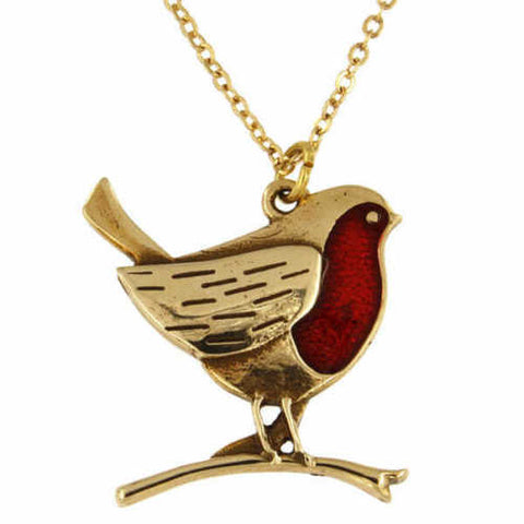 ST JUSTIN BRONZE ROBIN ON BRANCH PENDANT