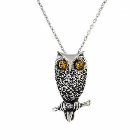 ST JUSTIN PEWTER OWL PENDANT