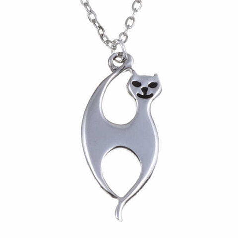 ST JUSTIN PEWTER SLIM CAT PENDANT