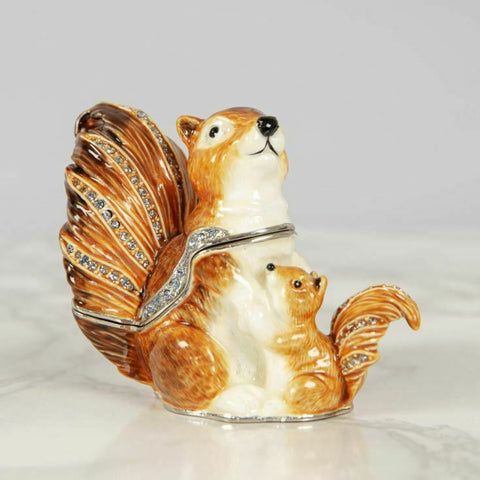 Treasured Trinkets Squirrel Mother And Baby Trinket Box