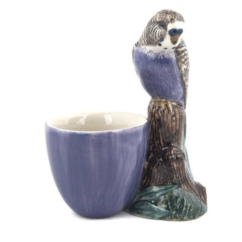 Quail Ceramics: Egg Cup With Budgerigar - Violet