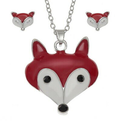 WISH FASHION JEWELLERY - Enamelled Fox Pendent & Stud earrings