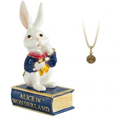 Hidden Treasures Alice In Wonderland White Rabbit Trinket Box