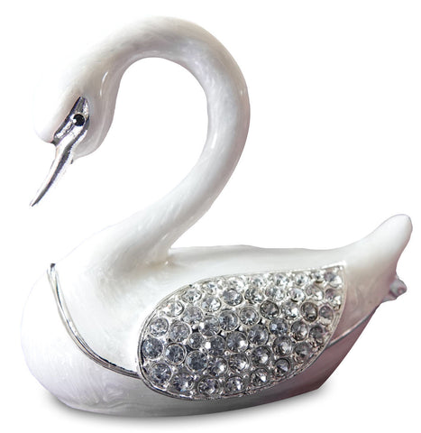 Treasured Trinkets White Swan Trinket Box
