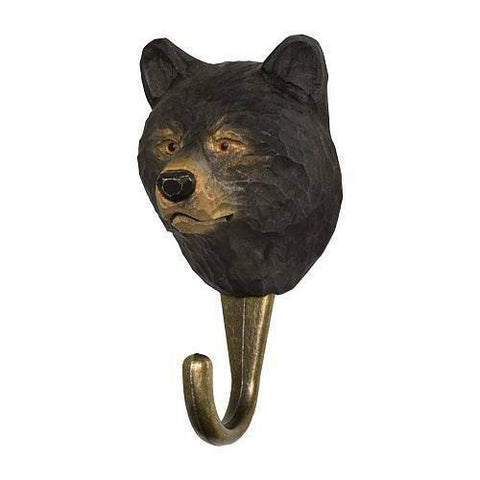 Wildlife Garden Hook Hand Carved Black Bear