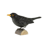 Wildlife Garden Decobird Carved Wooden Figure of a Blackbird
