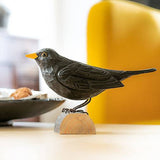 Wildlife Garden Decobird Carved Wooden Figure of a Blackbird