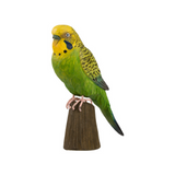 Wildlife Garden Decobird Carved Wooden Green Budgerigar