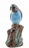 Quail Ceramics Blue Budgerigar Bud Vase