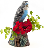 Quail Ceramics Blue Budgerigar Bud Vase