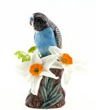 Quail Ceramics Blue Budgerigar Bud Vase