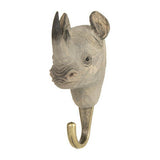 Wildlife Garden Hand Carved Rhino Hook