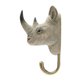 Wildlife Garden Hand Carved Rhino Hook