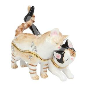 Treasured Trinkets Calico Kittens With Tails Intertwined Trinket Box