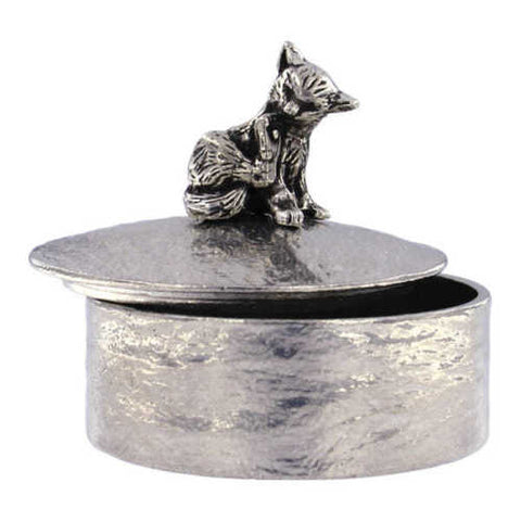 St. Justin Pewter Cat Trinket Box