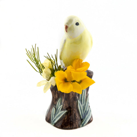 Quail Ceramics Bud Vase Budgerigar - Yellow